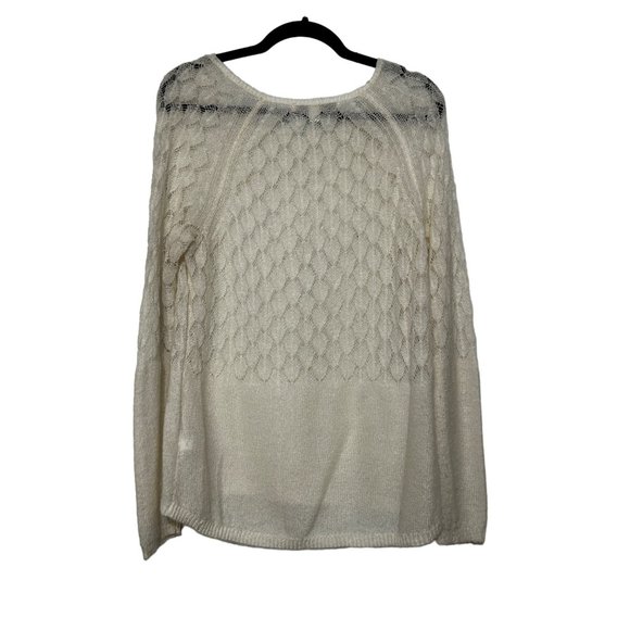 Lauren Conrad, white long sleeve, sheer crewneck sweater, women’s size medium 15 - Picture 5 of 5